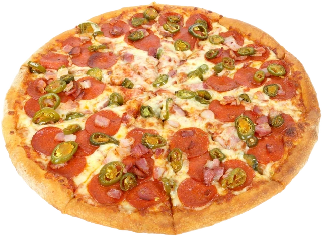 Pizza Diavolo mit Peperoni und Rindersalami